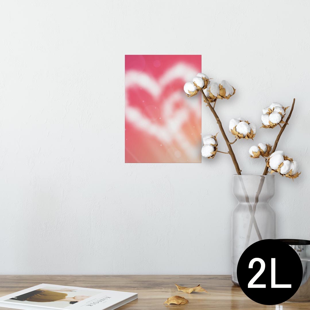 ポスター ウォールステッカー シール式ステッカー 飾り 127×178mm 2L 写真 フォト 壁 インテリア おしゃれ 　剥がせる wall sticker poster 005641 ハート　ピンク