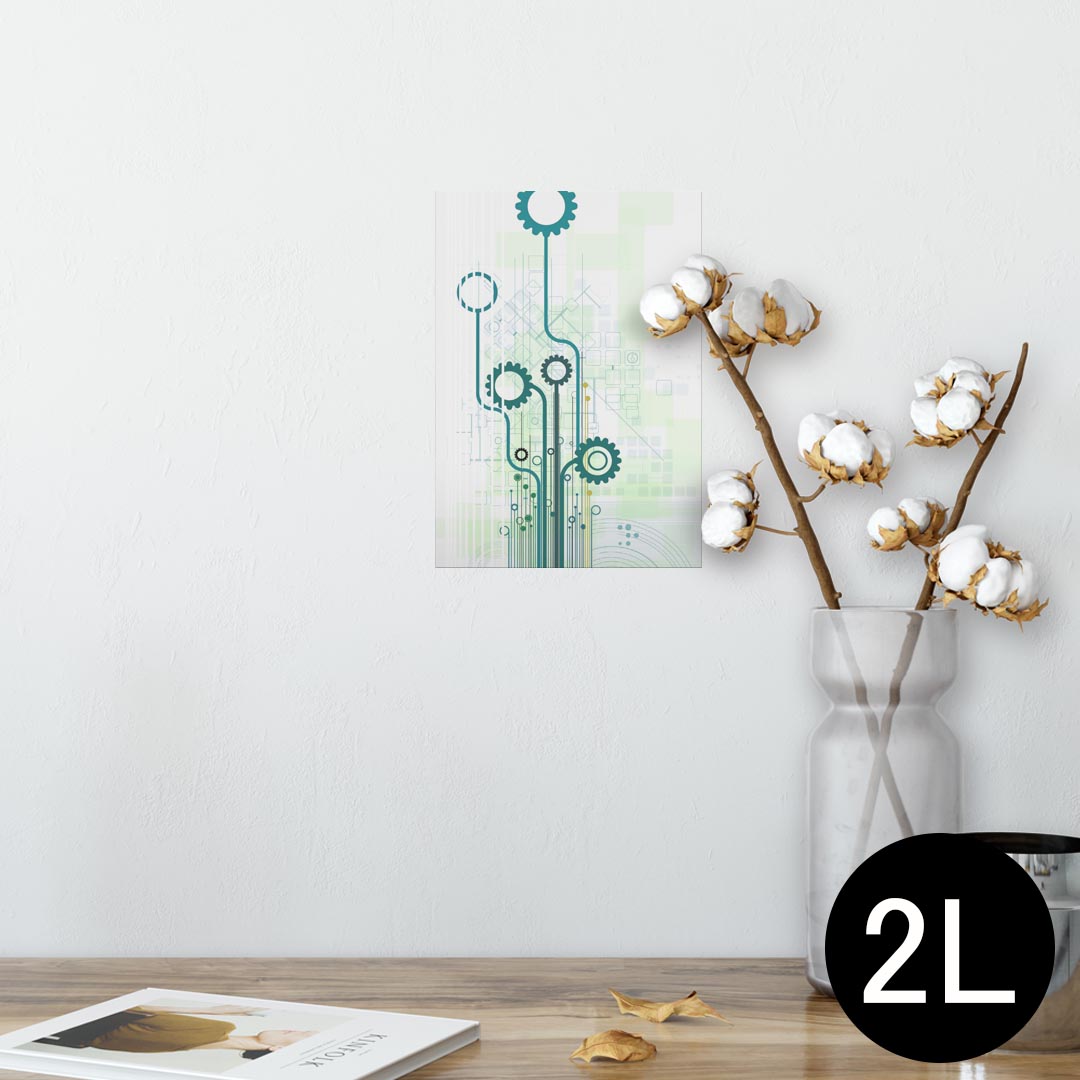 ポスター ウォールステッカー シール式ステッカー 飾り 127×178mm 2L 写真 フォト 壁 インテリア おしゃれ 　剥がせる wall sticker poster 006183 歯車　青　ブルー