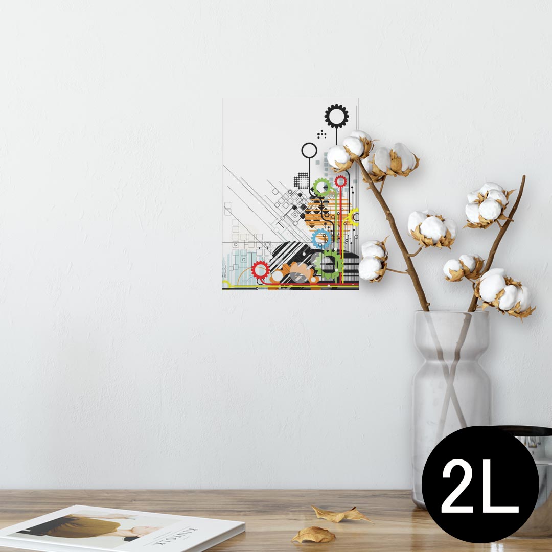 ポスター ウォールステッカー シール式ステッカー 飾り 127×178mm 2L 写真 フォト 壁 インテリア おしゃれ 　剥がせる wall sticker poster 006186 歯車　カラフル