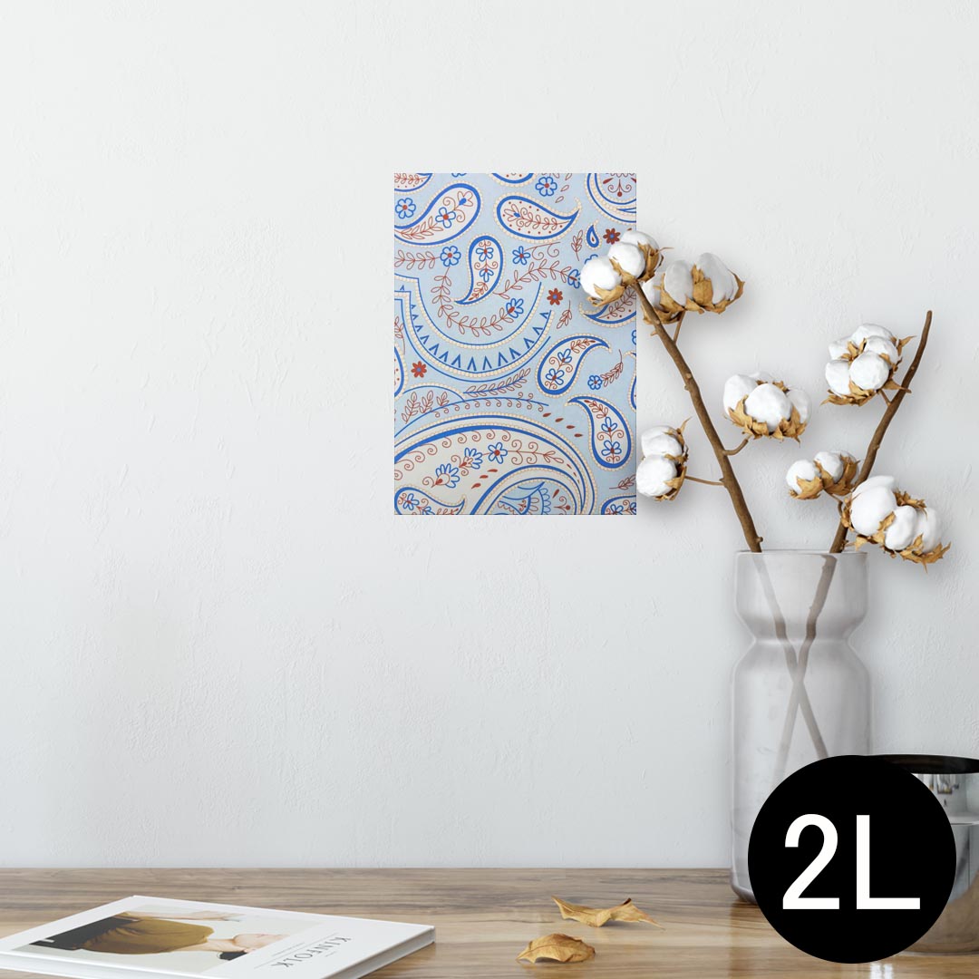 ポスター ウォールステッカー シール式ステッカー 飾り 127×178mm 2L 写真 フォト 壁 インテリア おしゃれ 　剥がせる wall sticker poster 007420 水色　花　フラワー　模様