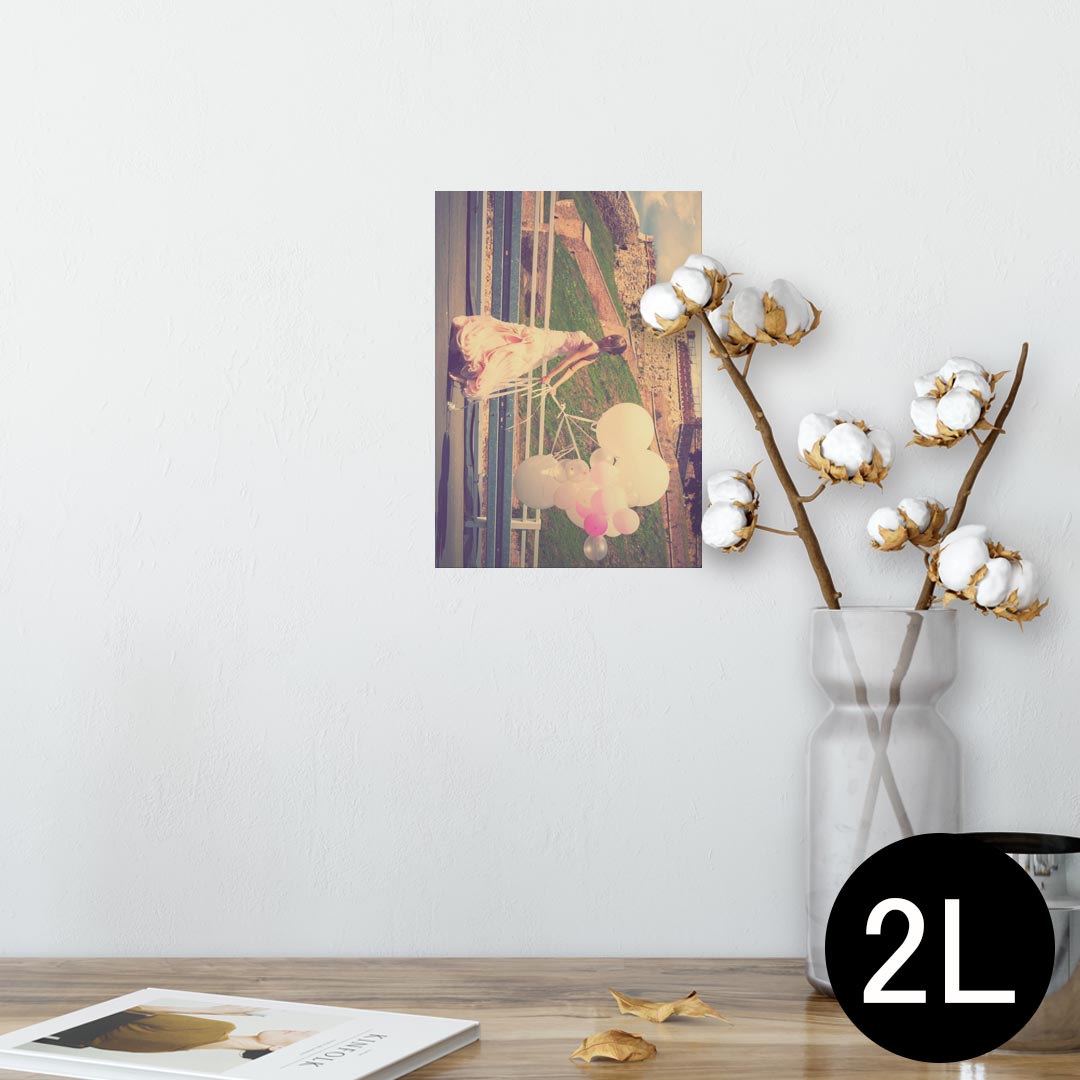 ポスター ウォールステッカー シール式ステッカー 飾り 127×178mm 2L 写真 フォト 壁 インテリア おしゃれ 剥がせる wall sticker poster 008383 写真 人物 風船 空