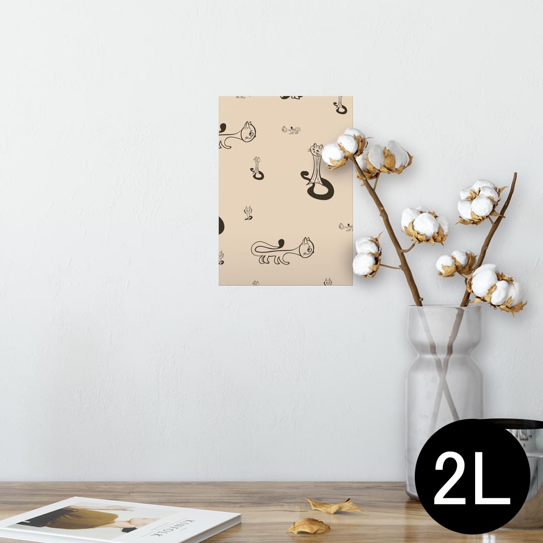 ポスター ウォールステッカー シール式ステッカー 飾り 127×178mm 2L 写真 フォト 壁 インテリア おしゃれ 剥がせる wall sticker poster 008404 ネコ 猫 トランペット イラスト