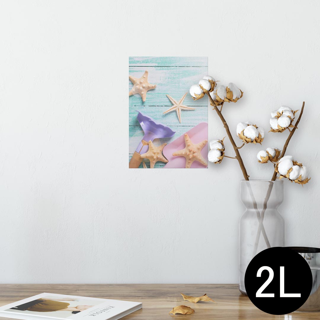 ポスター ウォールステッカー シール式ステッカー 飾り 127×178mm 2L 写真 フォト 壁 インテリア おしゃれ 剥がせる wall sticker poster 008922 写真 夏 ヒトデ