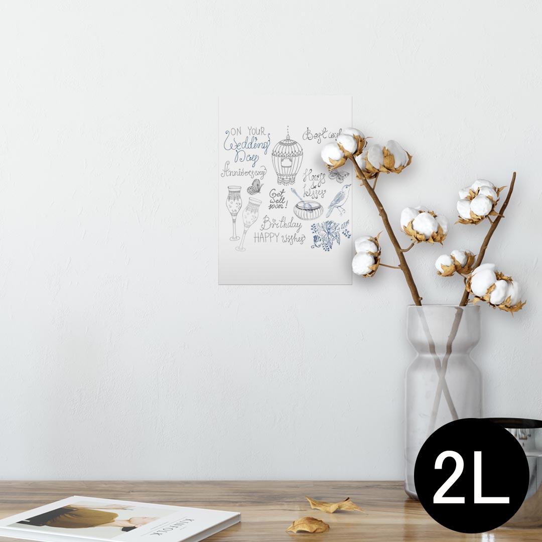 ポスター ウォールステッカー シール式ステッカー 飾り 127×178mm 2L 写真 フォト 壁 インテリア おしゃれ 剥がせる wall sticker poster 009693 アンティーク 蝶 英語