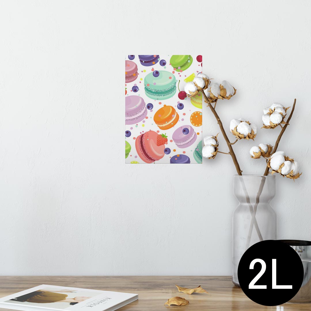 ポスター ウォールステッカー シール式ステッカー 飾り 127×178mm 2L 写真 フォト 壁 インテリア おしゃれ 剥がせる wall sticker poster 009741 デザート マカロン カラフル