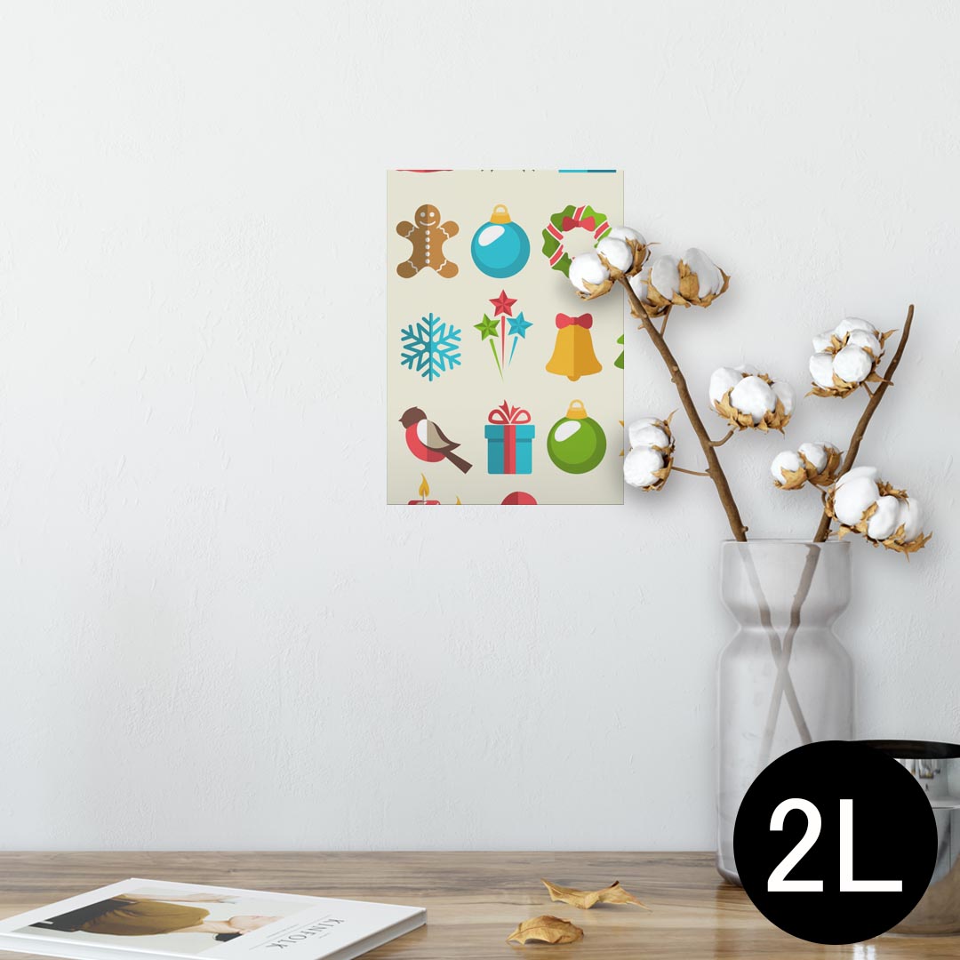 ポスター ウォールステッカー シール式ステッカー 飾り 127×178mm 2L 写真 フォト 壁 インテリア おしゃれ 　剥がせる wall sticker poster 009964 クリスマス　サンタ　雪だるま