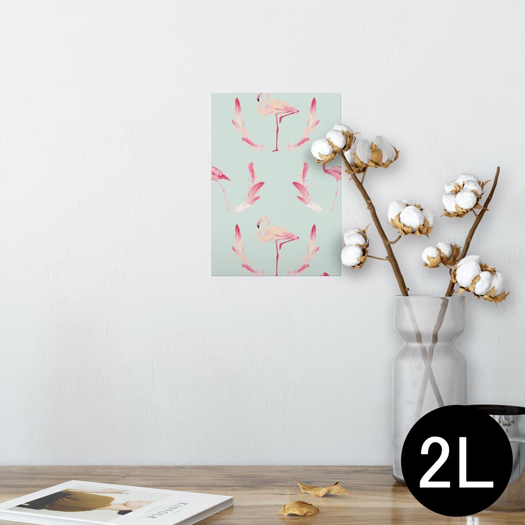 ポスター ウォールステッカー シール式ステッカー 飾り 127×178mm 2L 写真 フォト 壁 インテリア おしゃれ 剥がせる wall sticker poster 010947 フラミンゴ 羽根 ピンク
