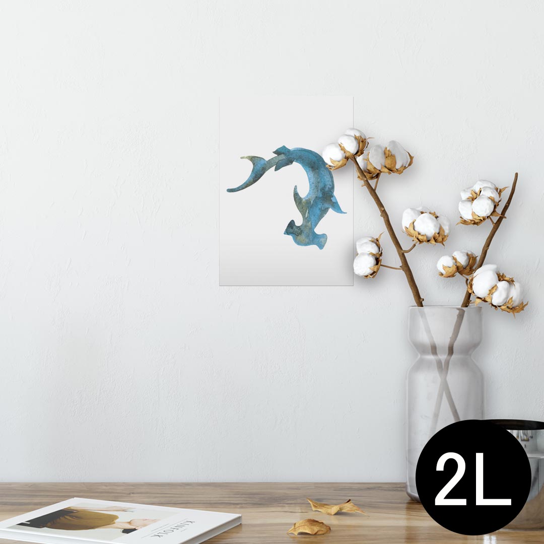 ポスター ウォールステッカー シール式ステッカー 飾り 127×178mm 2L 写真 フォト 壁 インテリア おしゃれ 　剥がせる wall sticker poster 014030 サメ　海　生き物