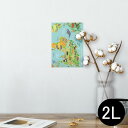 ポスター ウォールステッカー シール式ステッカー 飾り 127×178mm 2L 写真 フォト 壁 インテリア おしゃれ 剥がせる wall sticker poster 014138 世界地図 動物