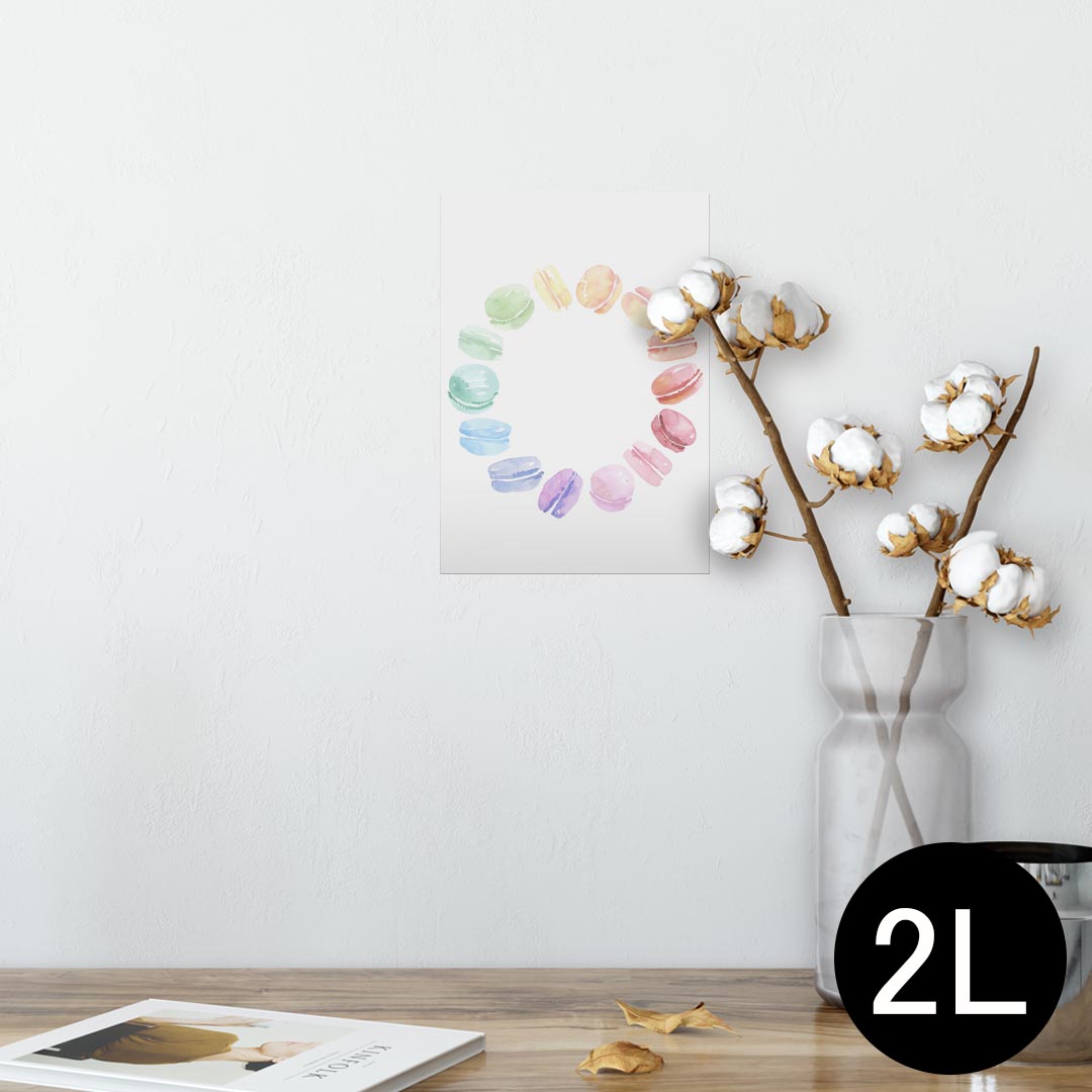ポスター ウォールステッカー シール式ステッカー 飾り 127×178mm 2L 写真 フォト 壁 インテリア おしゃれ 剥がせる wall sticker poster 014377 マカロン スイーツ パステル