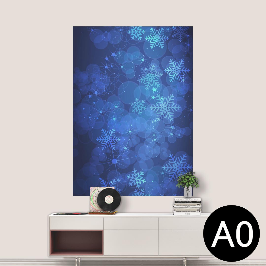 ポステッカー ポスター ウォールステッカー シール式ステッカー 飾り 841mm×1189mm A0 写真 フォト 壁 インテリア おしゃれ 剥がせる wall sticker poster 001275 雪　結晶　青