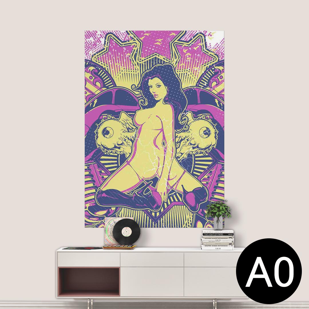 ポステッカー ポスター ウォールステッカー シール式ステッカー 飾り 841mm×1189mm A0 写真 フォト 壁 インテリア おしゃれ 剥がせる wall sticker poster 002712 人物　イラスト　紫