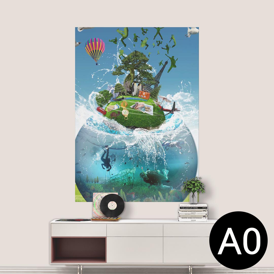 ポステッカー ポスター ウォールステッカー シール式ステッカー 飾り 841mm×1189mm A0 写真 フォト 壁 インテリア おしゃれ 剥がせる wall sticker poster 003381 クール 海　空　イラスト