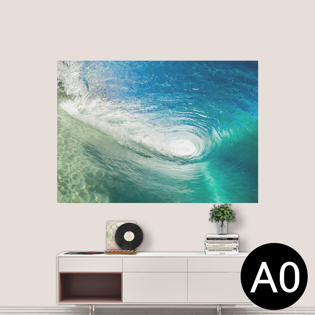 ポステッカー ポスター ウォールステッカー シール式ステッカー 飾り 841mm×1189mm A0 写真 フォト 壁 インテリア おしゃれ 剥がせる wall sticker poster 022946 海　波　写真