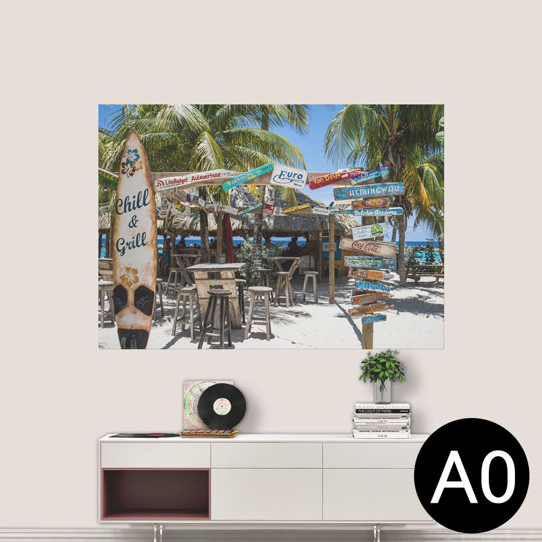 ポステッカー ポスター ウォールステッカー シール式ステッカー 飾り 841mm×1189mm A0 写真 フォト 壁 インテリア おしゃれ 剥がせる wall sticker poster 023969 ヤシの木　ハワイ　サーフ