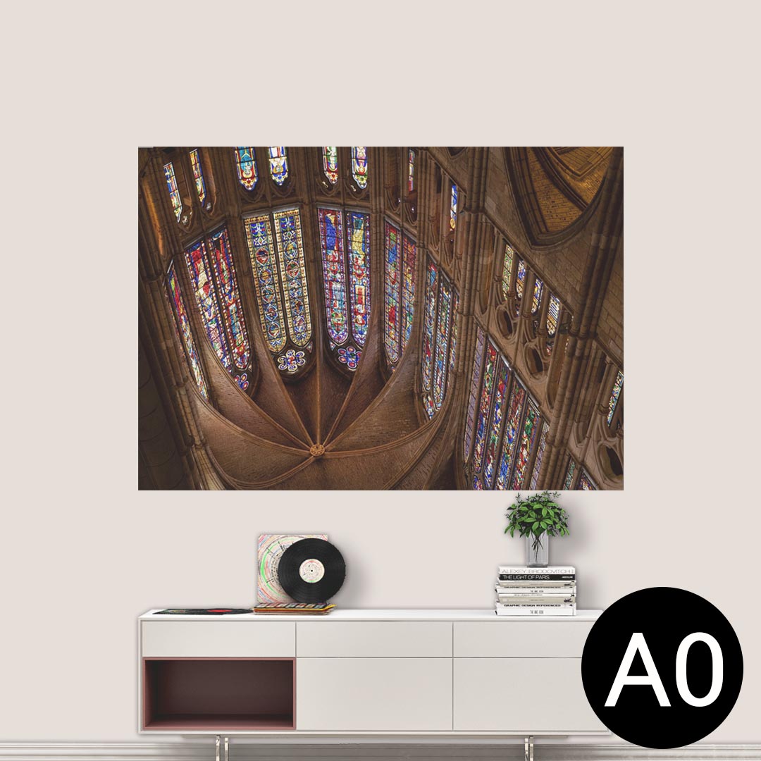 ポステッカー ポスター ウォールステッカー シール式ステッカー 飾り 841mm×1189mm A0 写真 フォト 壁 インテリア おしゃれ 剥がせる wall sticker poster 025735 ステンドグラス　教会　窓
