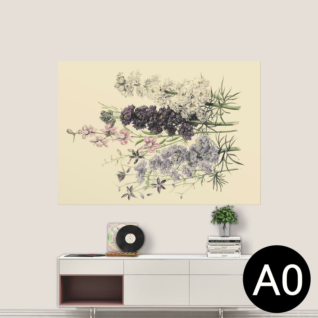 ポステッカー ポスター ウォールステッカー シール式ステッカー 飾り 841mm×1189mm A0 写真 フォト 壁 インテリア おしゃれ 剥がせる wall sticker poster 026068 花 ボタニカル アンティーク