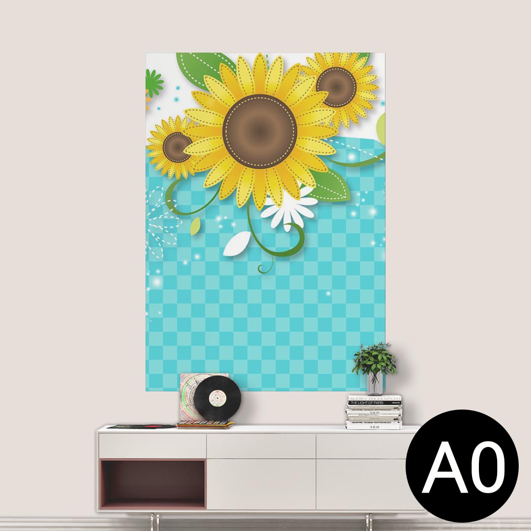 ポステッカー ポスター ウォールステッカー シール式ステッカー 飾り 841mm×1189mm A0 写真 フォト 壁 インテリア おしゃれ 剥がせる wall sticker poster 004657 ひまわり　花　チェック