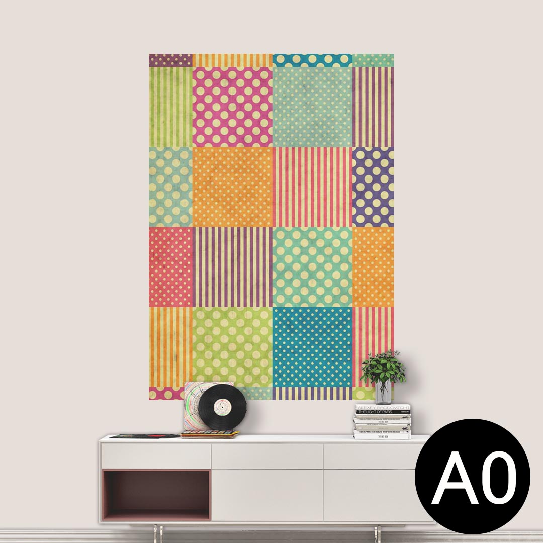 ポステッカー ポスター ウォールステッカー シール式ステッカー 飾り 841mm×1189mm A0 写真 フォト 壁 インテリア おしゃれ 剥がせる wall sticker poster 005341 水玉　縞模様　カラフル