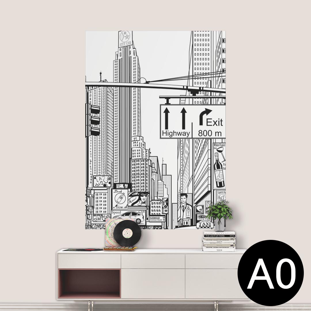 ポステッカー ポスター ウォールステッカー シール式ステッカー 飾り 841mm×1189mm A0 写真 フォト 壁 インテリア おしゃれ 剥がせる wall sticker poster 005898 イラスト　建物　街