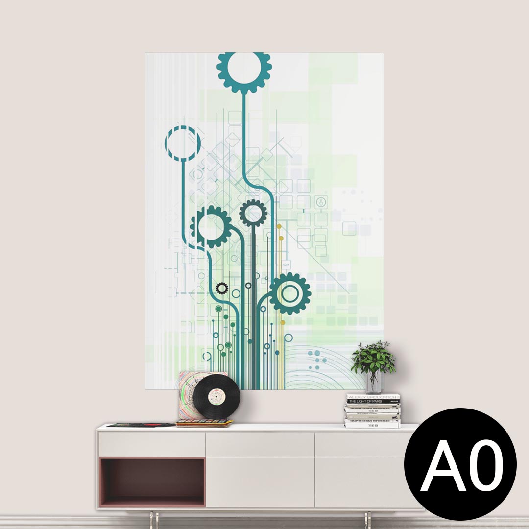 ポステッカー ポスター ウォールステッカー シール式ステッカー 飾り 841mm×1189mm A0 写真 フォト 壁 インテリア おしゃれ 剥がせる wall sticker poster 006183 歯車　青　ブルー