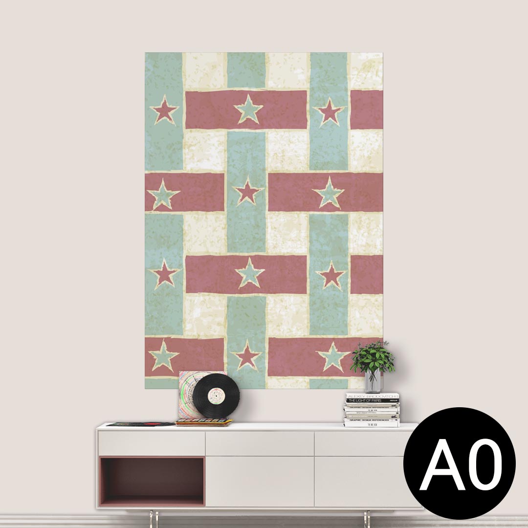 ポステッカー ポスター ウォールステッカー シール式ステッカー 飾り 841mm×1189mm A0 写真 フォト 壁 インテリア おしゃれ 剥がせる wall sticker poster 007344 星　スター　チェック　模様