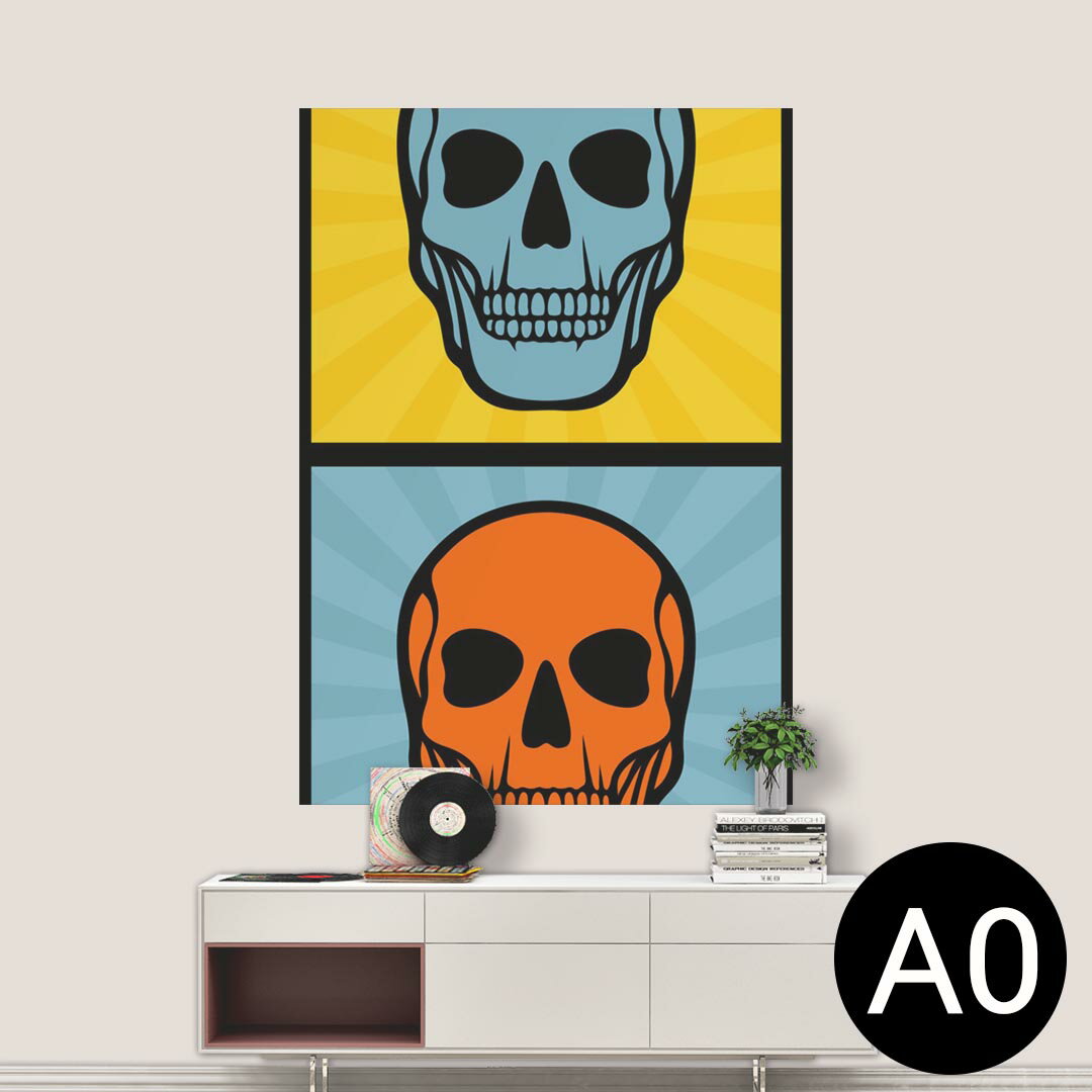 ポステッカー ポスター ウォールステッカー シール式ステッカー 飾り 841mm×1189mm A0 写真 フォト 壁 インテリア おしゃれ 剥がせる wall sticker poster 007400 ドクロ　骸骨　カラフル　イラスト