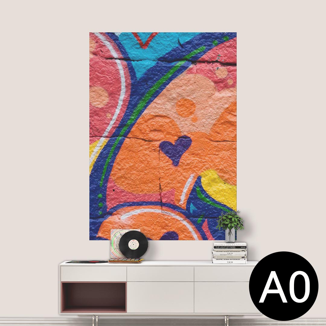 ポステッカー ポスター ウォールステッカー シール式ステッカー 飾り 841mm×1189mm A0 写真 フォト 壁 インテリア おしゃれ 剥がせる wall sticker poster 007446 ハート　カラフル　壁