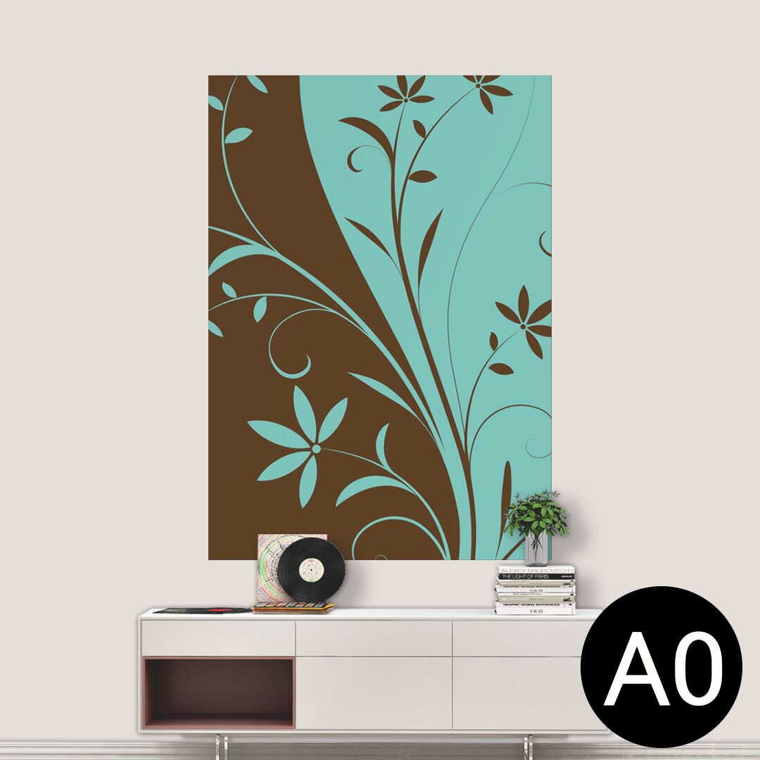 ポステッカー ポスター ウォールステッカー シール式ステッカー 飾り 841mm×1189mm A0 写真 フォト 壁 インテリア おしゃれ 剥がせる wall sticker poster 007736 花　　水色　ブラウン