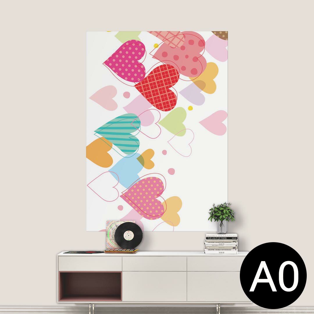 ポステッカー ポスター ウォールステッカー シール式ステッカー 飾り 841mm×1189mm A0 写真 フォト 壁 インテリア おしゃれ 剥がせる wall sticker poster 007796 ハート　ピンク　水玉　チェック