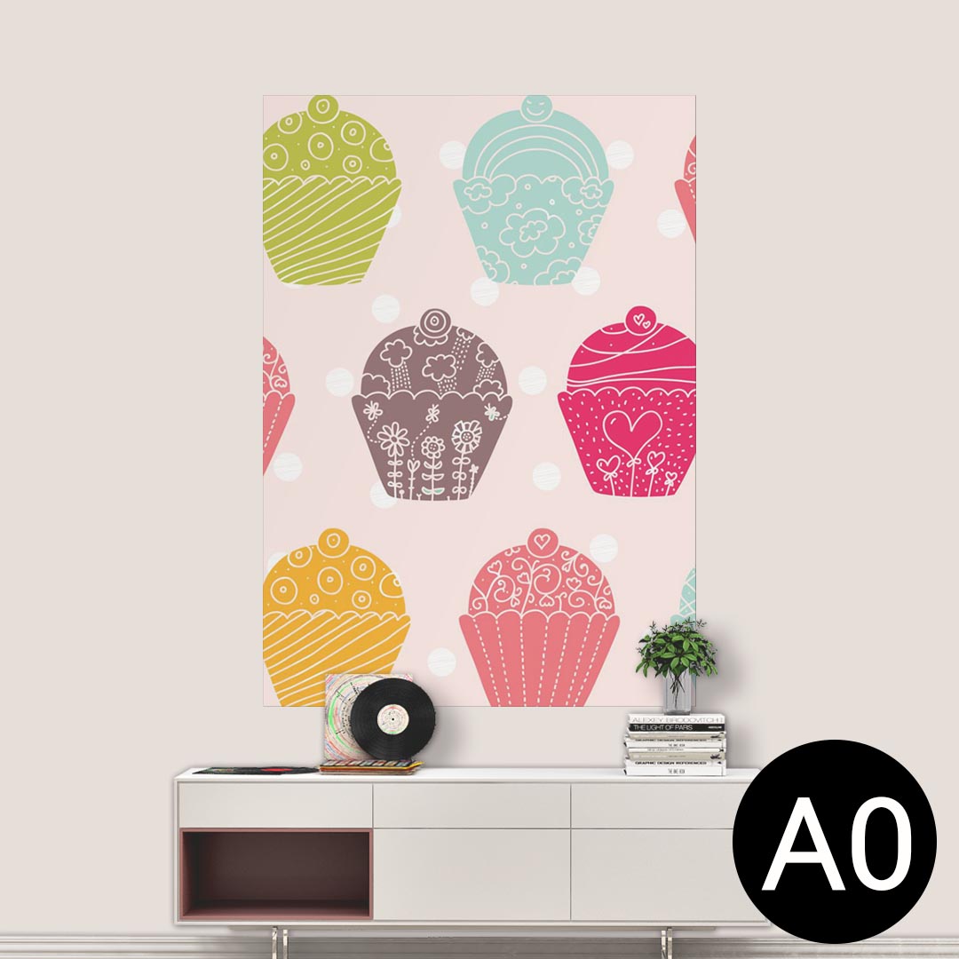 楽天kabeコレポステッカー ポスター ウォールステッカー シール式ステッカー 飾り 841mm×1189mm A0 写真 フォト 壁 インテリア おしゃれ 剥がせる wall sticker poster 008134 カラフル　お菓子　ハート　模様