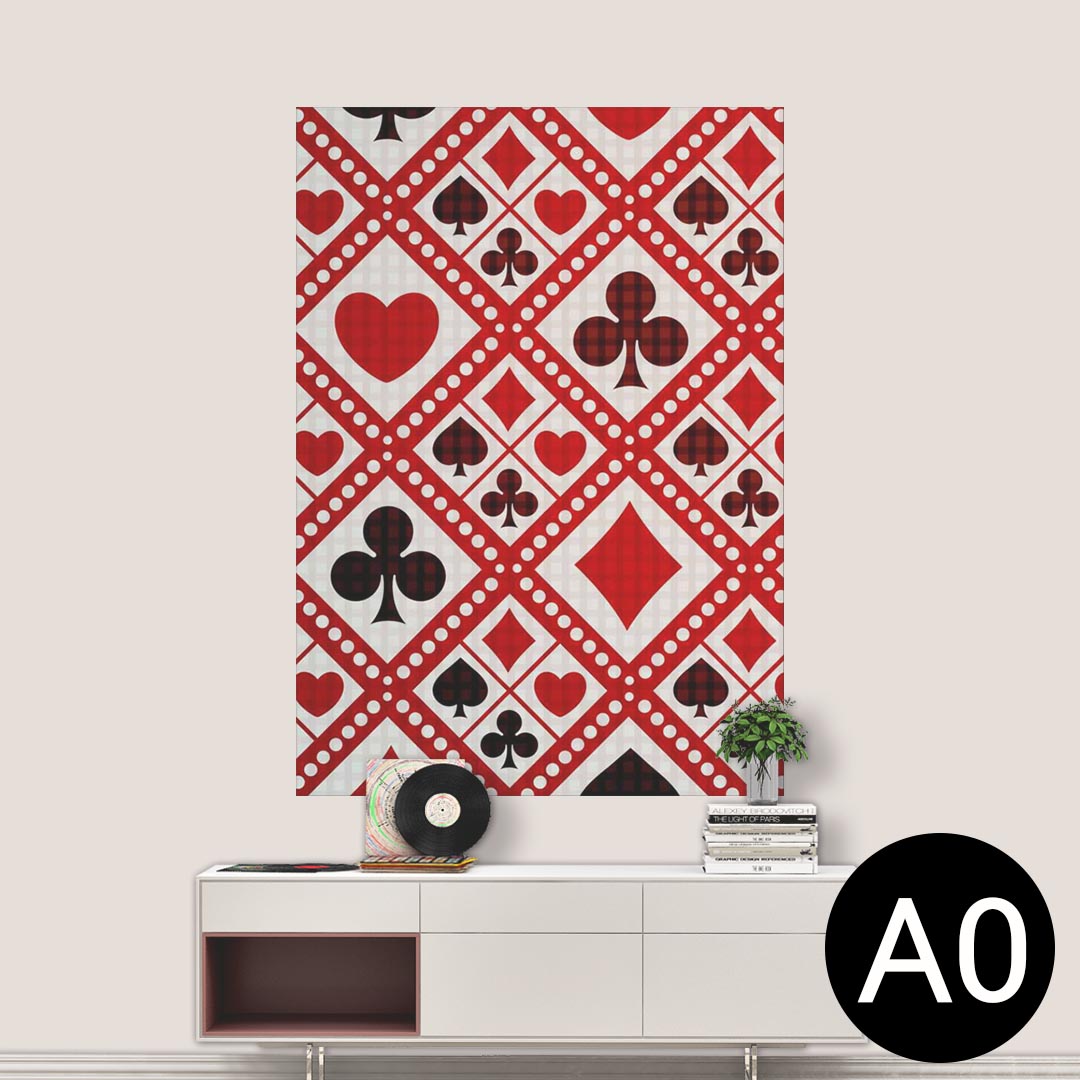 ポステッカー ポスター ウォールステッカー シール式ステッカー 飾り 841mm×1189mm A0 写真 フォト 壁 インテリア おしゃれ 剥がせる wall sticker poster 008202 模様　赤　レッド　トランプ　ハート