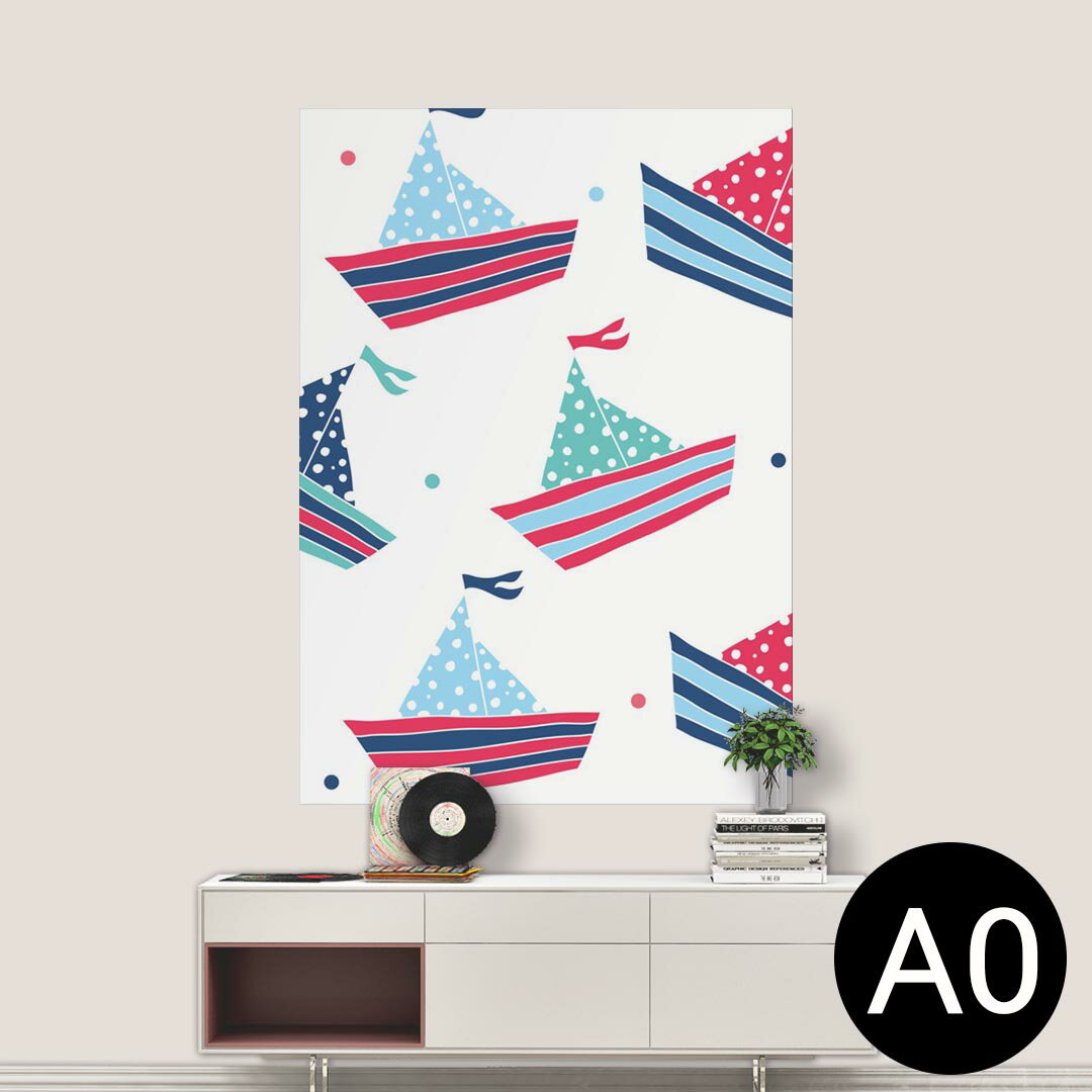 ポステッカー ポスター ウォールステッカー シール式ステッカー 飾り 841mm×1189mm A0 写真 フォト 壁 インテリア おしゃれ 剥がせる wall sticker poster 008839 水色 イラスト ヨット 夏
