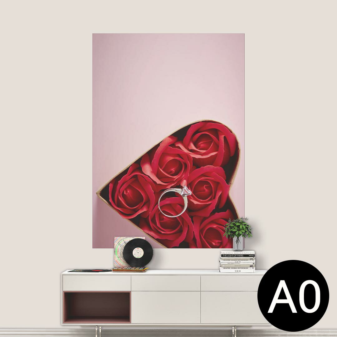 ポステッカー ポスター ウォールステッカー シール式ステッカー 飾り 841mm×1189mm A0 写真 フォト 壁 インテリア おしゃれ 剥がせる wall sticker poster 008865 写真　ハート　花　　薔薇
