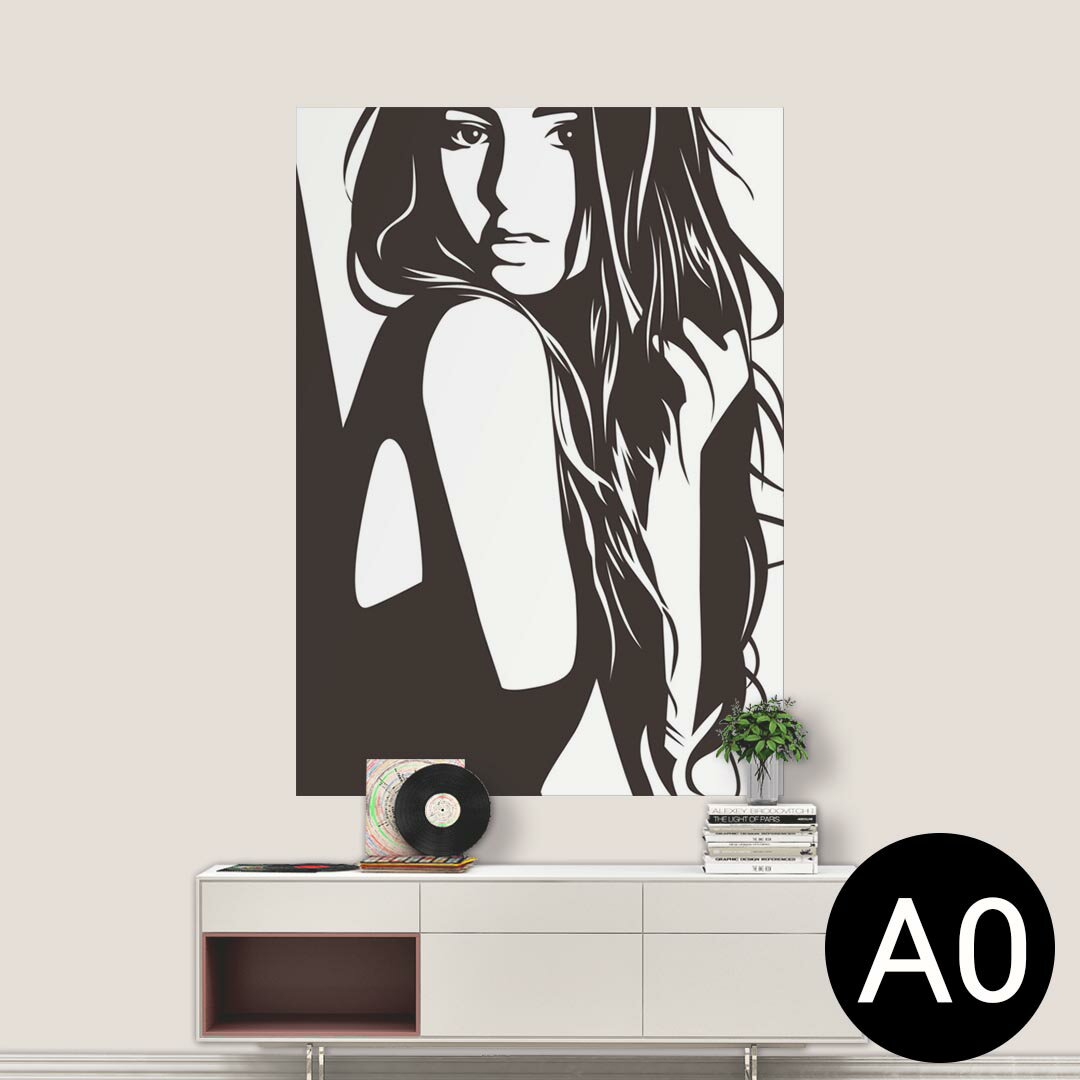 ポステッカー ポスター ウォールステッカー シール式ステッカー 飾り 841mm×1189mm A0 写真 フォト 壁 インテリア おしゃれ 剥がせる wall sticker poster 009382 人物　イラスト　モノクロ