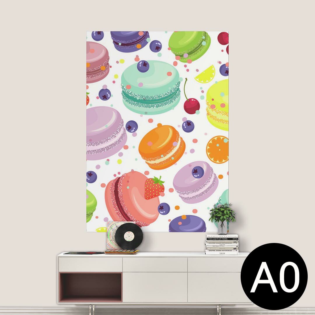 ポステッカー ポスター ウォールステッカー シール式ステッカー 飾り 841mm×1189mm A0 写真 フォト 壁 インテリア おしゃれ 剥がせる wall sticker poster 009741 デザート マカロン カラフル
