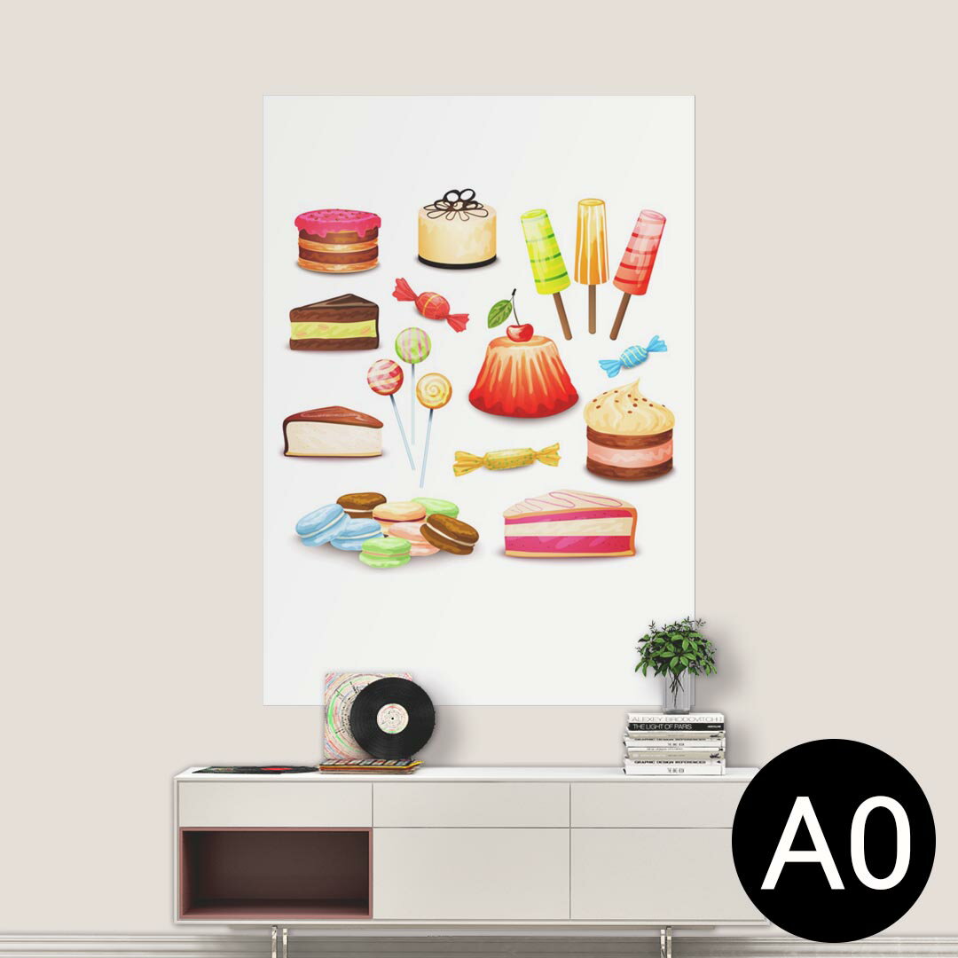 ポステッカー ポスター ウォールステッカー シール式ステッカー 飾り 841mm×1189mm A0 写真 フォト 壁 インテリア おしゃれ 剥がせる wall sticker poster 009762 デザート マカロン カラフル