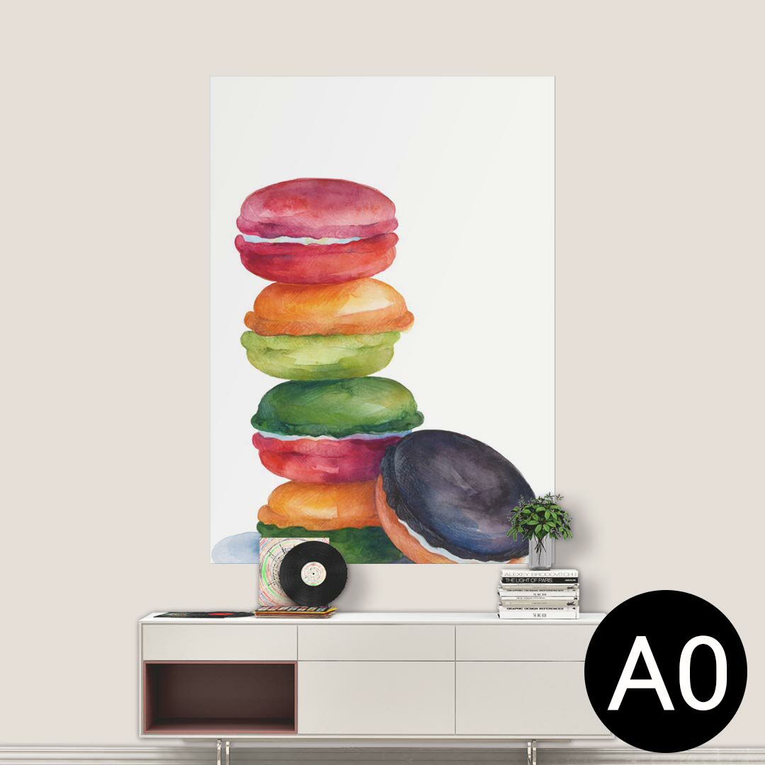 ポステッカー ポスター ウォールステッカー シール式ステッカー 飾り 841mm×1189mm A0 写真 フォト 壁 インテリア おしゃれ 剥がせる wall sticker poster 013474 マカロン お菓子 英語