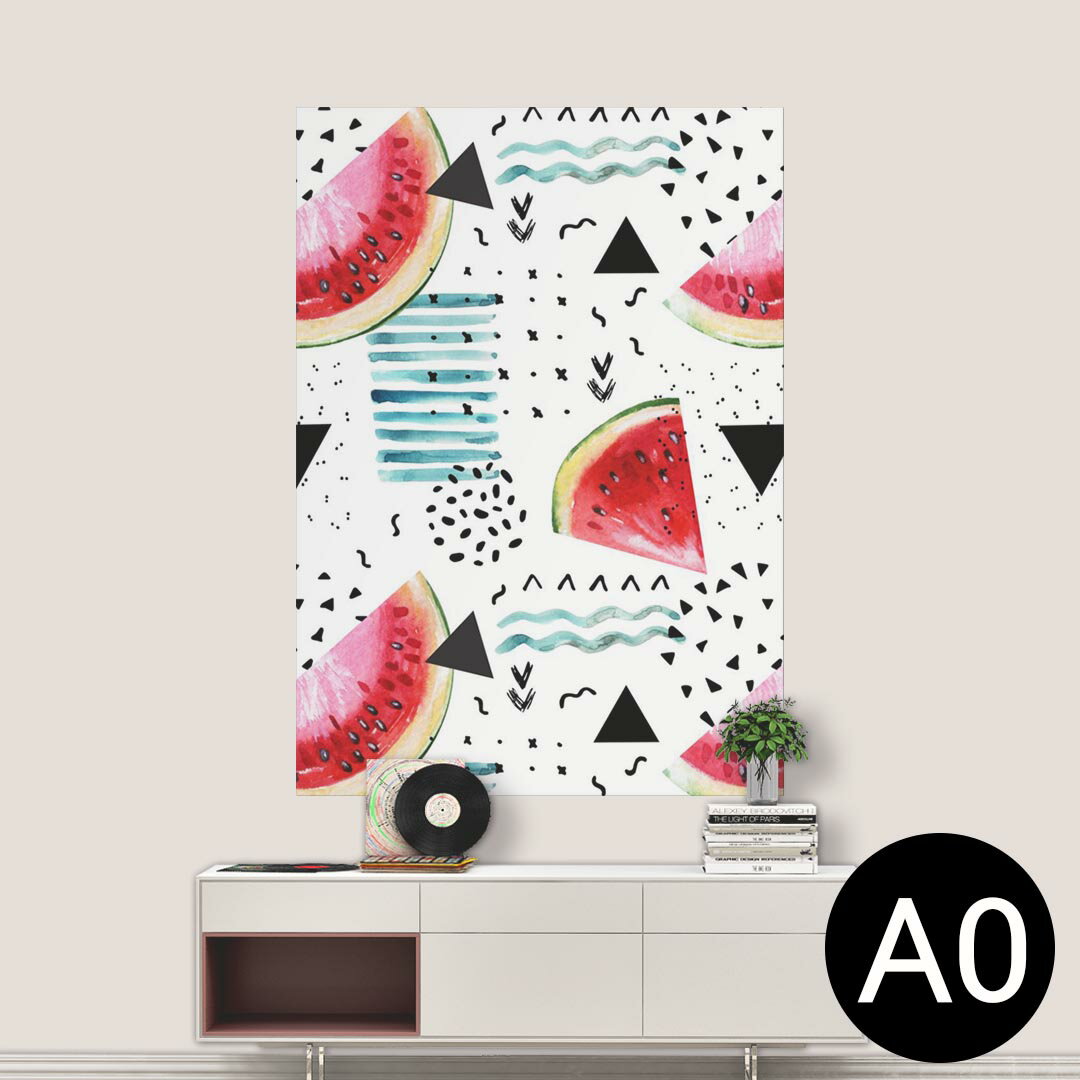 ポステッカー ポスター ウォールステッカー シール式ステッカー 飾り 841mm×1189mm A0 写真 フォト 壁 インテリア おしゃれ 剥がせる wall sticker poster 014052 スイカ 模様 トロピカル