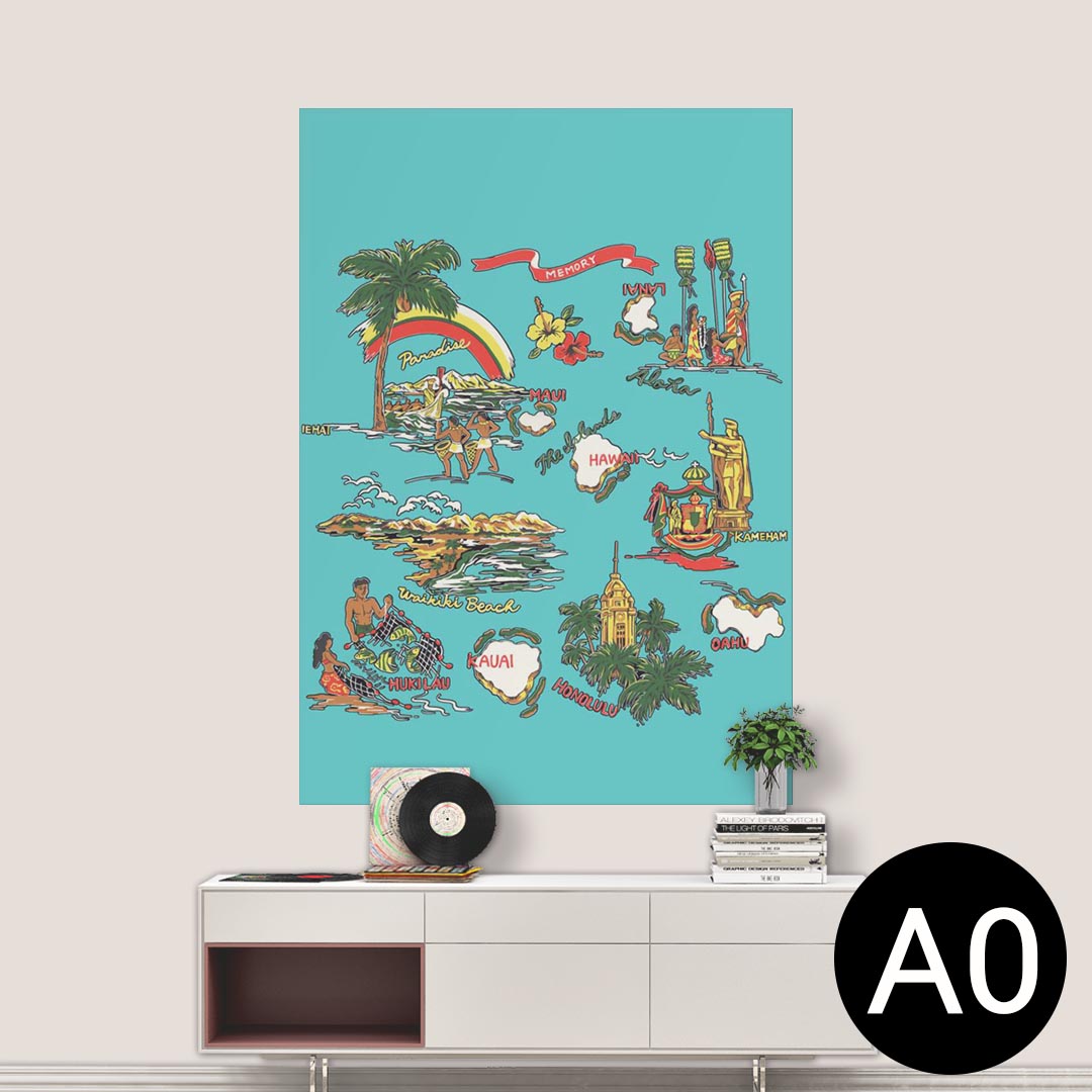 ポステッカー ポスター ウォールステッカー シール式ステッカー 飾り 841mm×1189mm A0 写真 フォト 壁 インテリア おしゃれ 剥がせる wall sticker poster 014620 ハワイ　ヤシの木　ハイビスカス