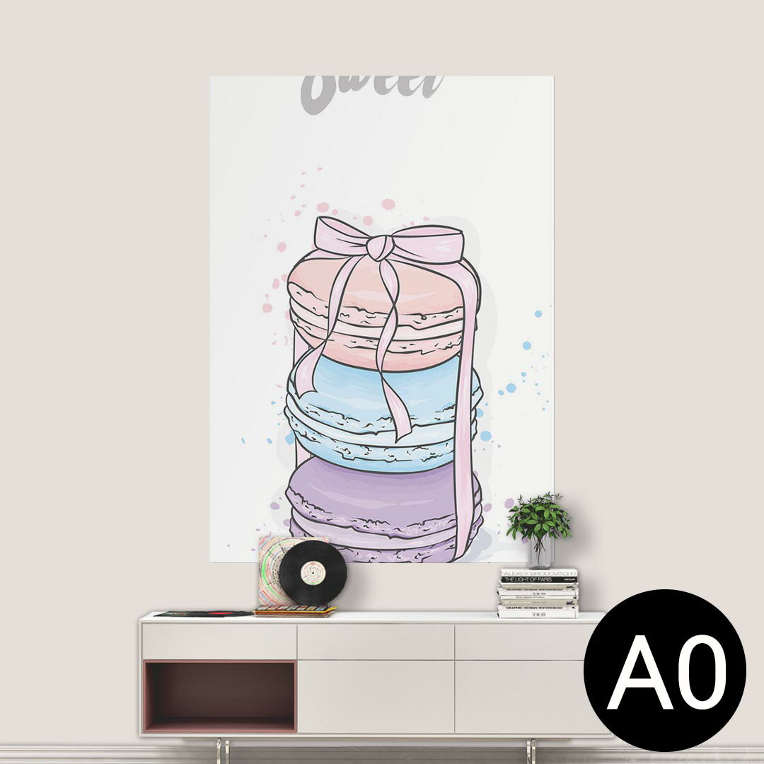 楽天kabeコレポステッカー ポスター ウォールステッカー シール式ステッカー 飾り 841mm×1189mm A0 写真 フォト 壁 インテリア おしゃれ 剥がせる wall sticker poster 015672 1 マカロン お菓子 食べ物 リボン パステル