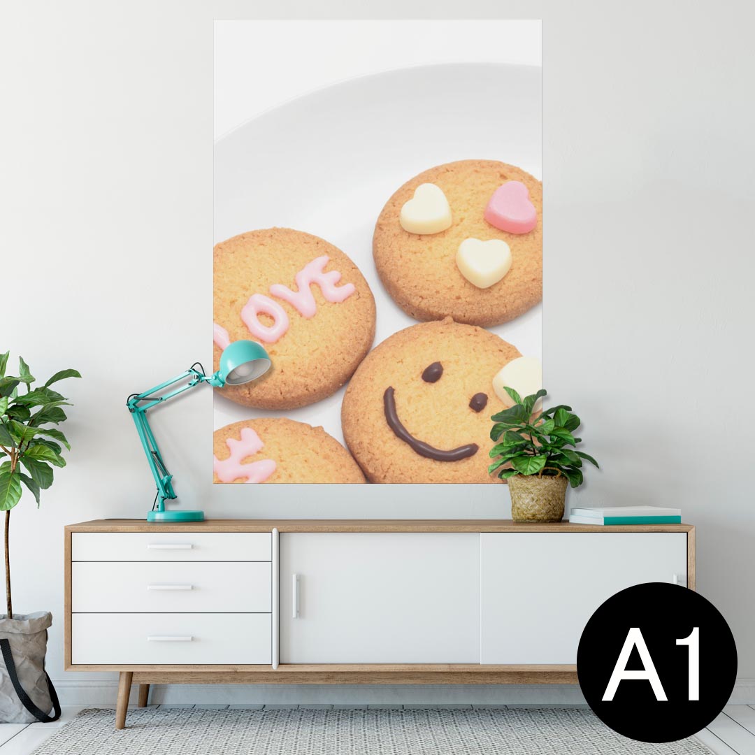 ポスター ウォールステッカー シール式ステッカー 飾り 594×841mm A1 写真 フォト 壁 インテリア おしゃれ 剥がせるwall sticker poster 000294 ラブ　LOVE　クッキー　食べ物