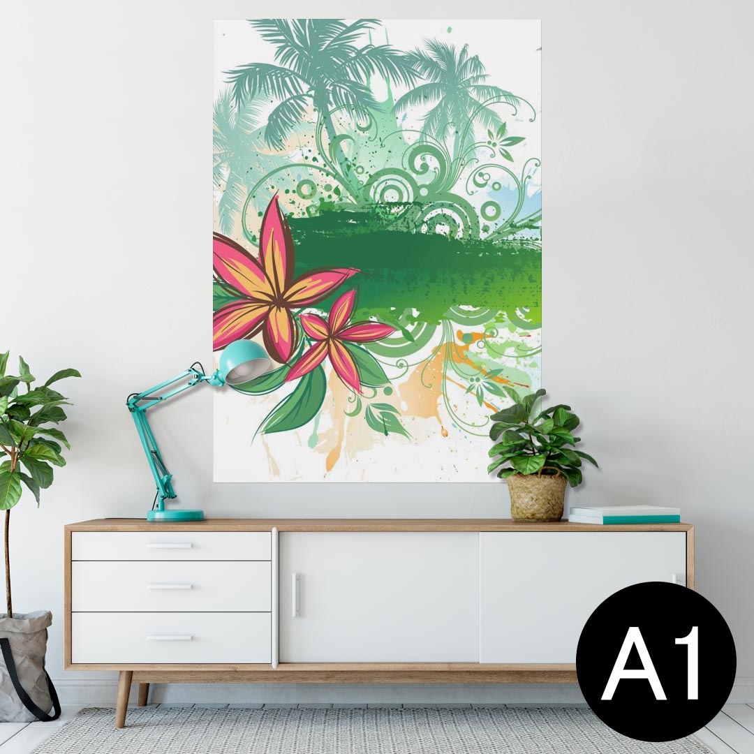 ポスター ウォールステッカー シール式ステッカー 飾り 594×841mm A1 写真 フォト 壁 インテリア おしゃれ 剥がせるwall sticker poster 000927 ヤシの木　ハワイ