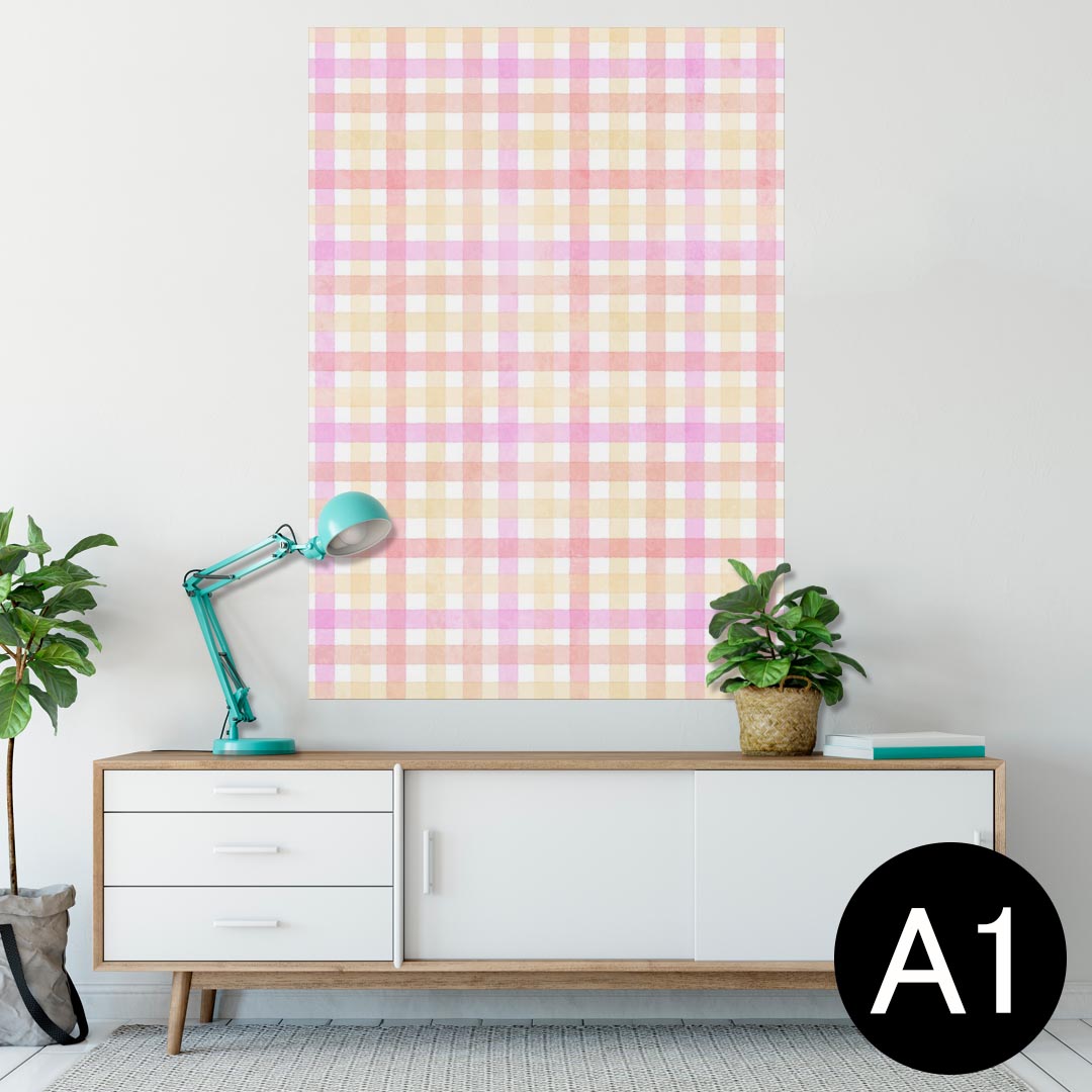 ポスター ウォールステッカー シール式ステッカー 飾り 594×841mm A1 写真 フォト 壁 インテリア おしゃれ 剥がせるwall sticker poster 000929 チェック　ピンク
