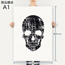 ポスター ウォールステッカー シール式ステッカー 飾り 594×841mm A1 写真 フォト 壁 インテリア おしゃれ 剥がせるwall sticker poster 011568 骸骨　ドクロ　黒 3