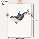 アートパネル 絵 絵画 飾り 選べるサイズ 594×841mm A1 モダン 玄関 写真 フォト インテリア おしゃれ 019925 海の生物 シャチ 3