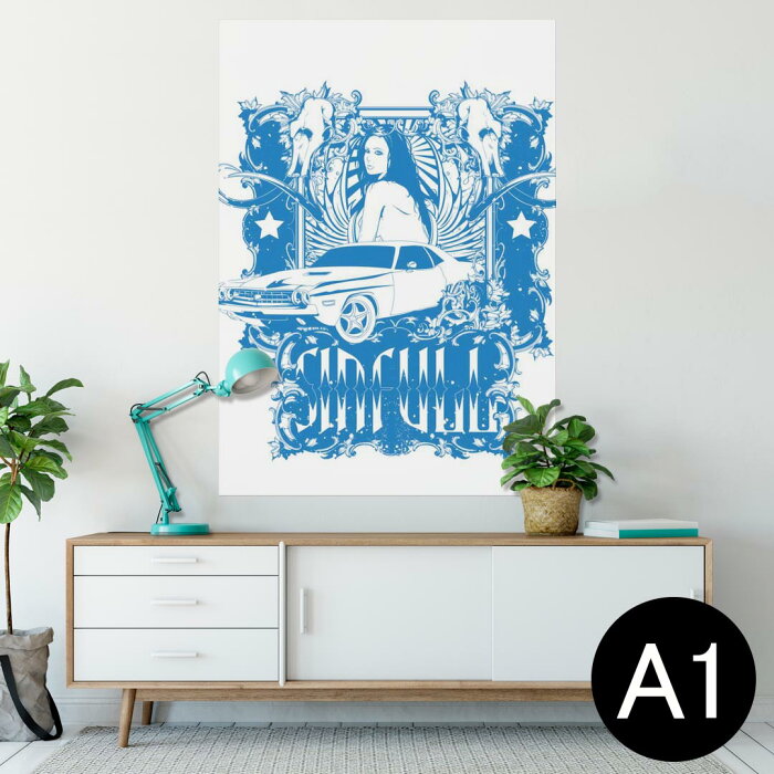 ポスター ウォールステッカー シール式ステッカー 飾り 594×841mm A1 写真 フォト 壁 インテリア おしゃれ 　剥がせる wall sticker poster 002704 人物　車　イラスト