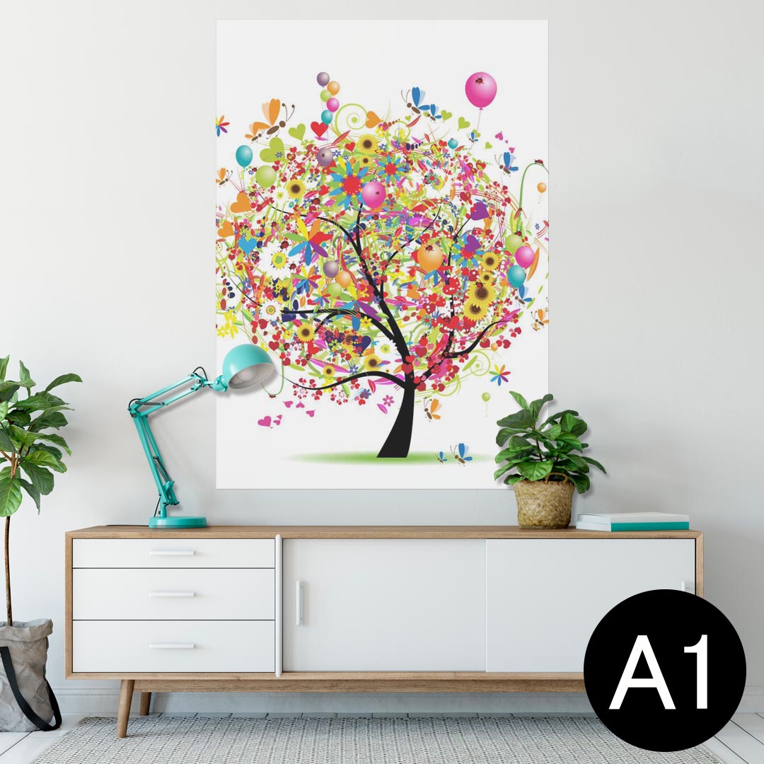 ポスター ウォールステッカー シール式ステッカー 飾り 594×841mm A1 写真 フォト 壁 インテリア おしゃれ 剥がせるwall sticker poster 002760 イラスト　カラフル
