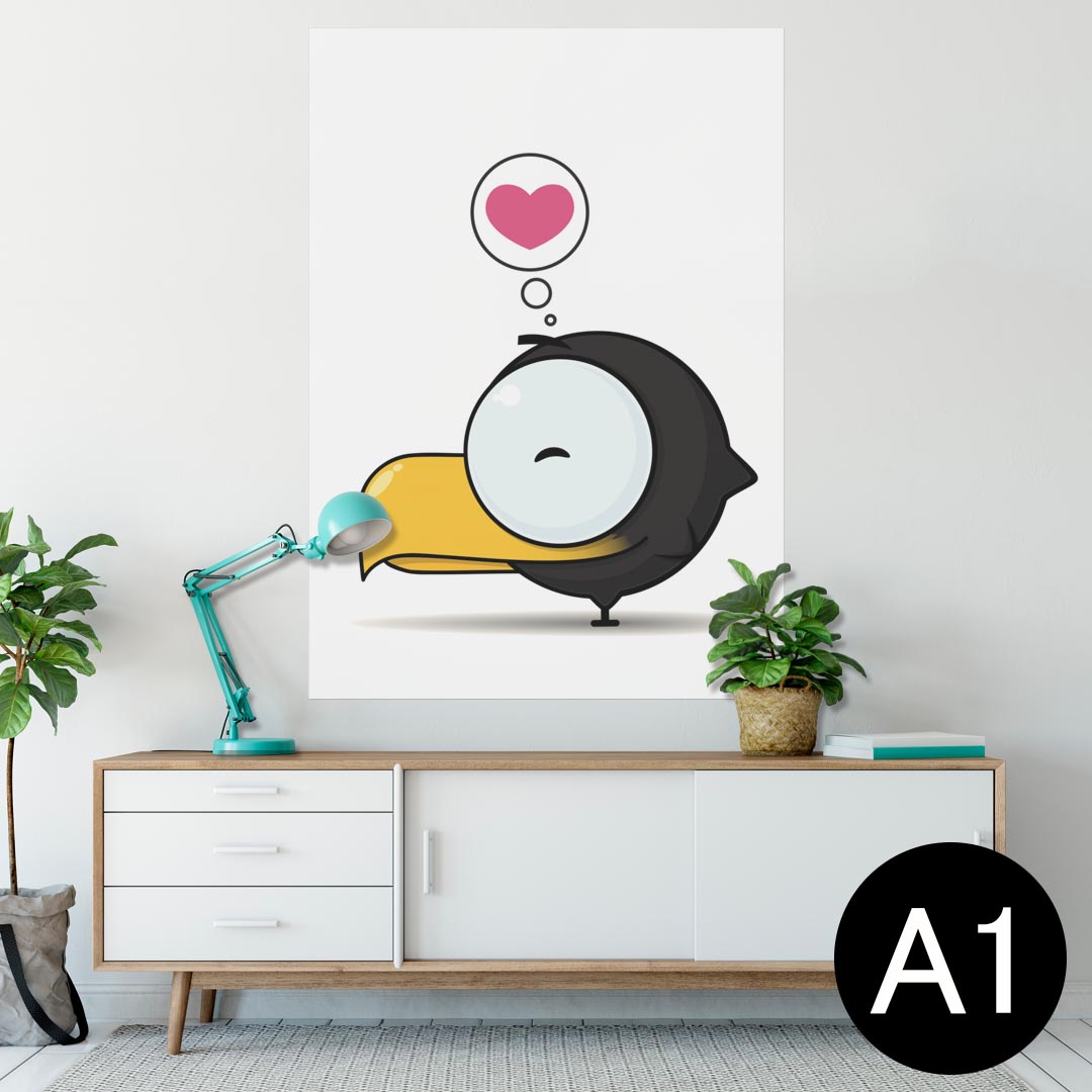 ポスター ウォールステッカー シール式ステッカー 飾り 594×841mm A1 写真 フォト 壁 インテリア おしゃれ 剥がせるwall sticker poster 003370 アニマル 動物　キャラクター　ハート