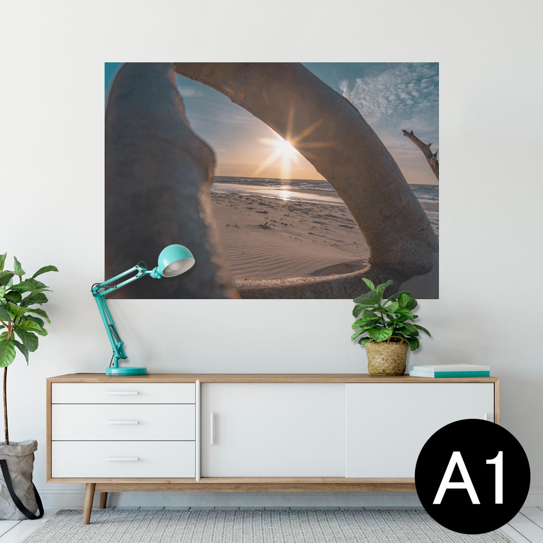 ポスター ウォールステッカー シール式ステッカー 飾り 594×841mm A1 写真 フォト 壁 インテリア おしゃれ 剥がせるwall sticker poster 022941 写真　海　夕日(3)